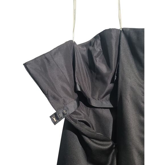 David's Bridal 8567 Satin Formal Dress Black Size 6 NWT - Picture 5 of 6